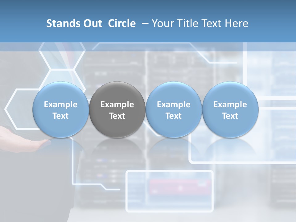 A Man In A Business Suit Holding His Hand Out In Front Of A Server Server PowerPoint Template