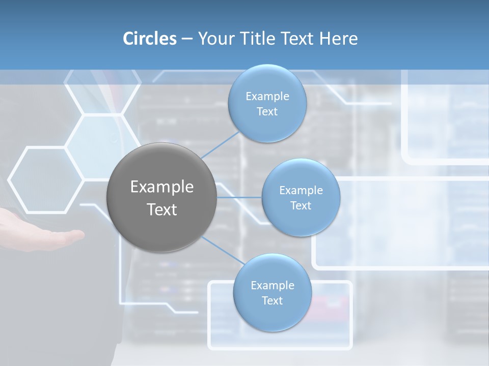 A Man In A Business Suit Holding His Hand Out In Front Of A Server Server PowerPoint Template