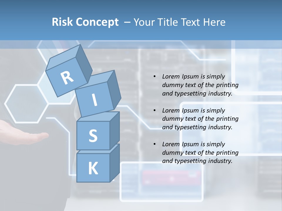 A Man In A Business Suit Holding His Hand Out In Front Of A Server Server PowerPoint Template