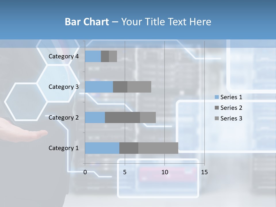 A Man In A Business Suit Holding His Hand Out In Front Of A Server Server PowerPoint Template