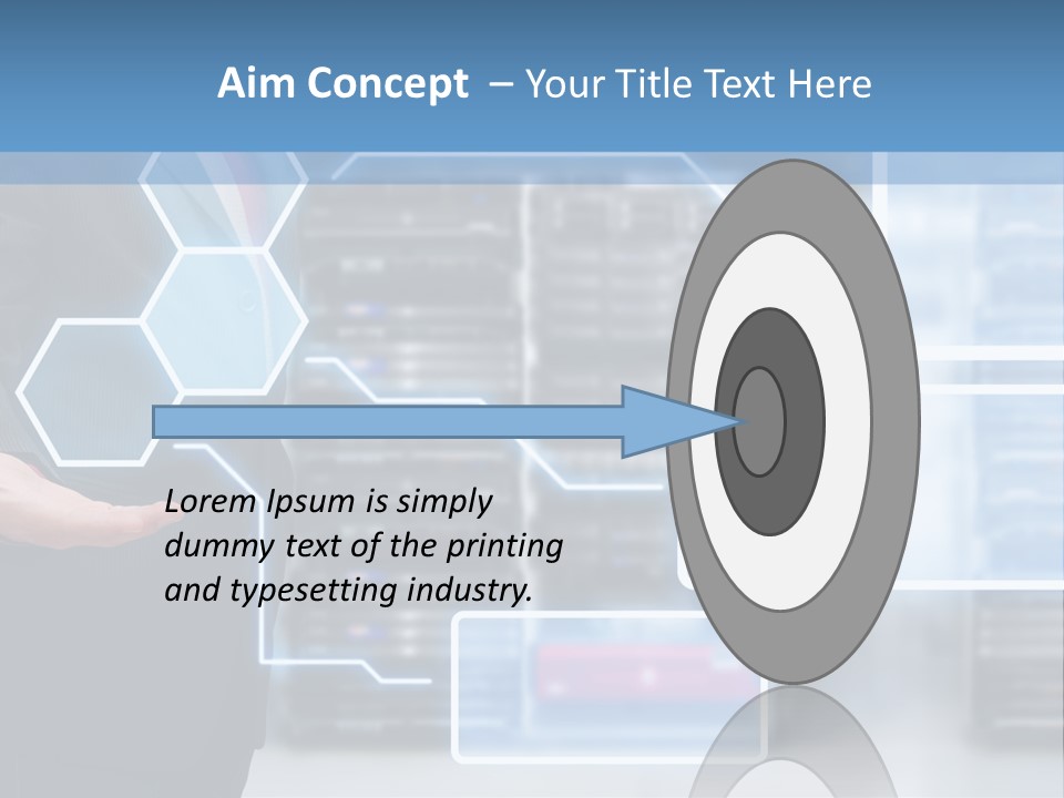 A Man In A Business Suit Holding His Hand Out In Front Of A Server Server PowerPoint Template