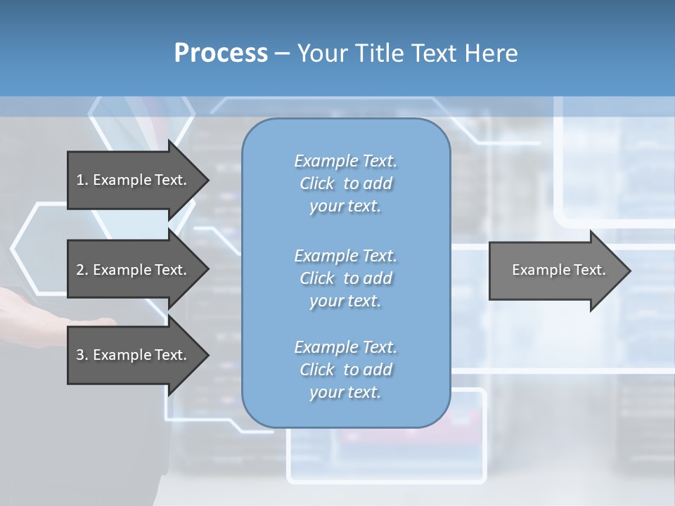 A Man In A Business Suit Holding His Hand Out In Front Of A Server Server PowerPoint Template