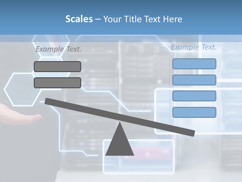 A Man In A Business Suit Holding His Hand Out In Front Of A Server Server PowerPoint Template