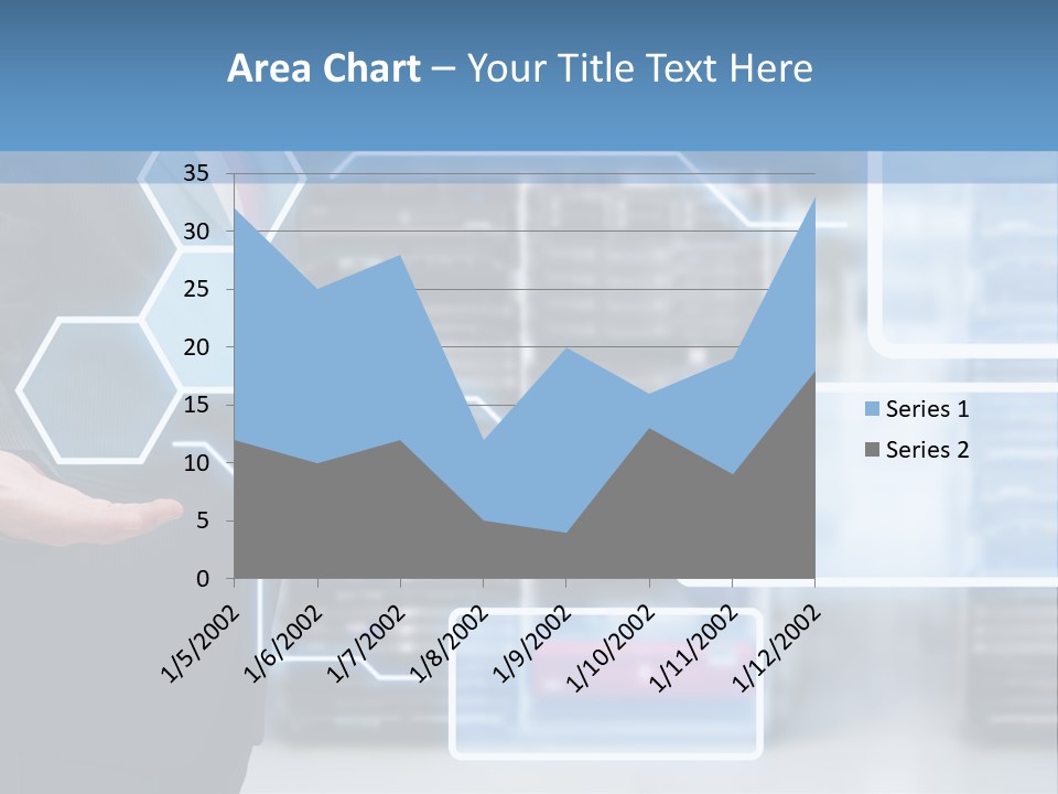 A Man In A Business Suit Holding His Hand Out In Front Of A Server Server PowerPoint Template