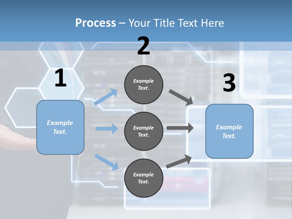 A Man In A Business Suit Holding His Hand Out In Front Of A Server Server PowerPoint Template