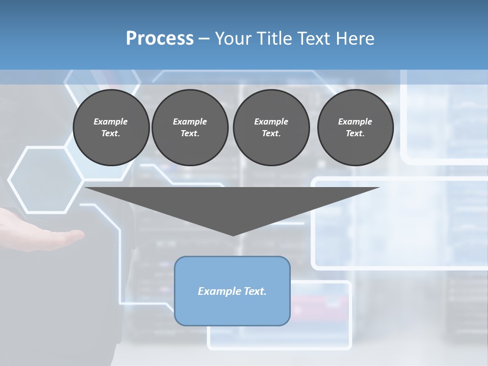 A Man In A Business Suit Holding His Hand Out In Front Of A Server Server PowerPoint Template