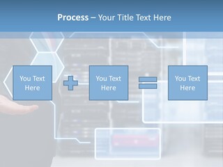 A Man In A Business Suit Holding His Hand Out In Front Of A Server Server PowerPoint Template
