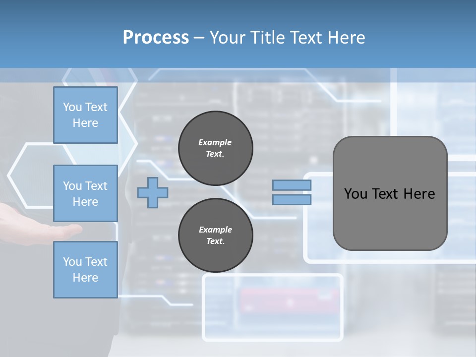 A Man In A Business Suit Holding His Hand Out In Front Of A Server Server PowerPoint Template