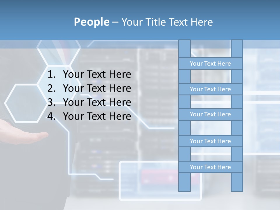 A Man In A Business Suit Holding His Hand Out In Front Of A Server Server PowerPoint Template