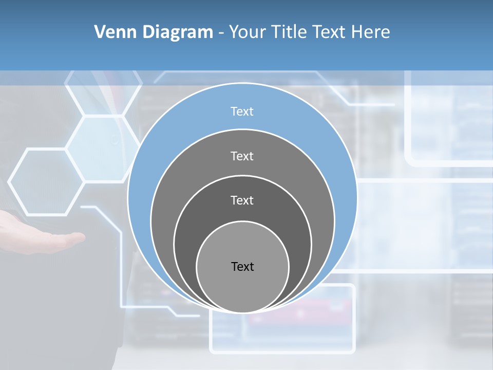 A Man In A Business Suit Holding His Hand Out In Front Of A Server Server PowerPoint Template