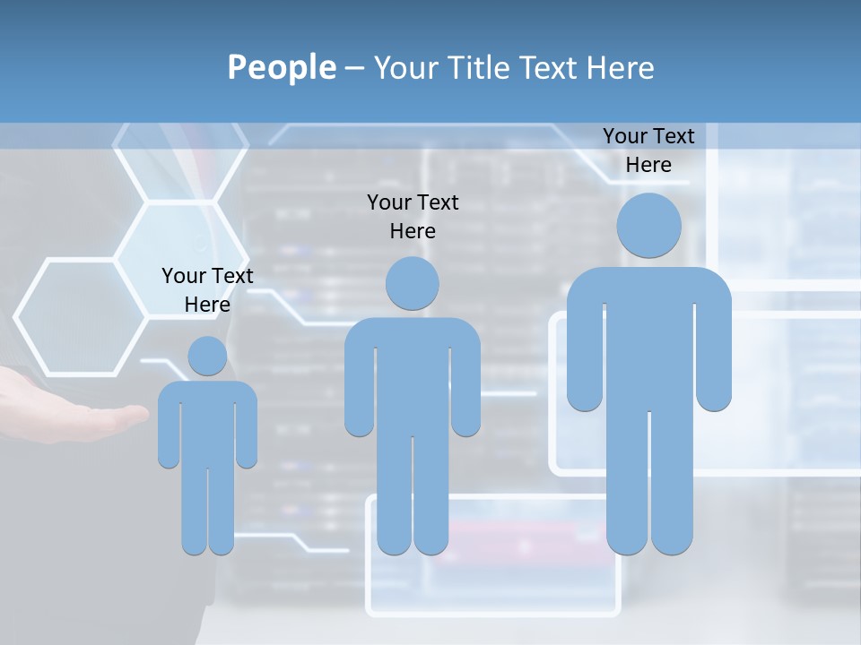 A Man In A Business Suit Holding His Hand Out In Front Of A Server Server PowerPoint Template