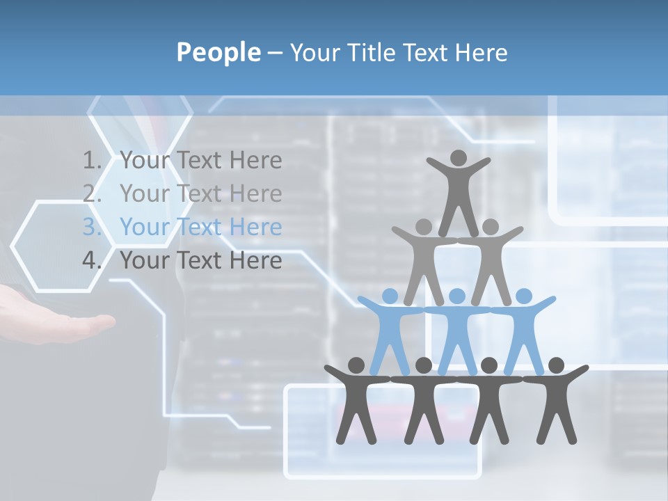 A Man In A Business Suit Holding His Hand Out In Front Of A Server Server PowerPoint Template