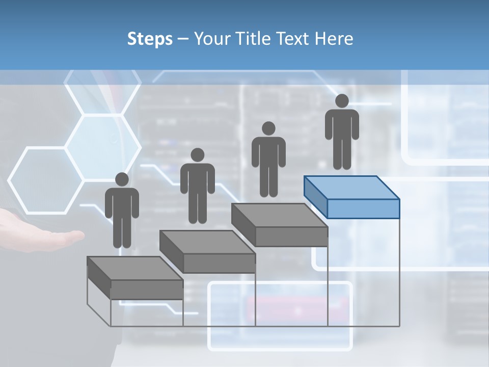 A Man In A Business Suit Holding His Hand Out In Front Of A Server Server PowerPoint Template