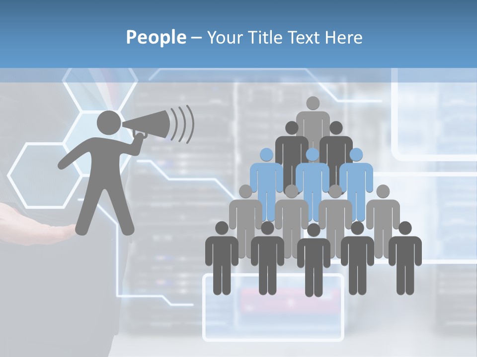 A Man In A Business Suit Holding His Hand Out In Front Of A Server Server PowerPoint Template