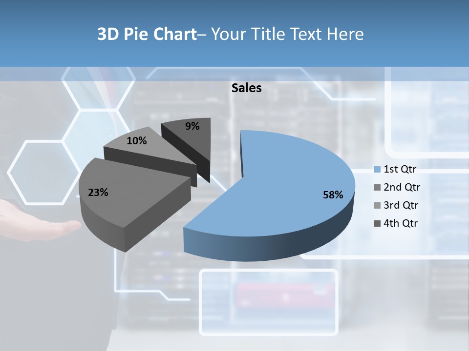 A Man In A Business Suit Holding His Hand Out In Front Of A Server Server PowerPoint Template