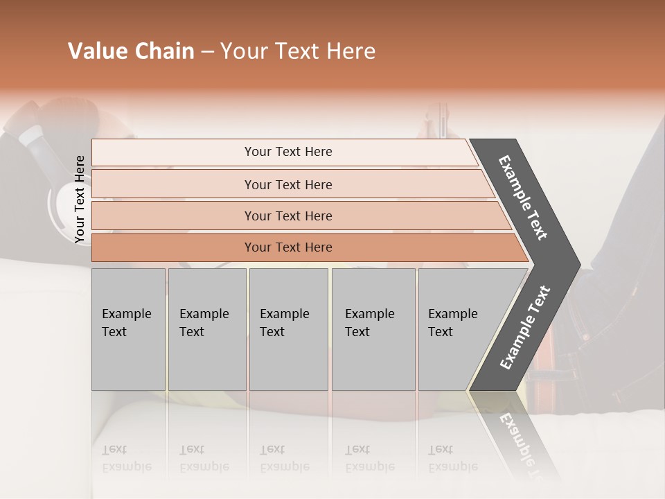 A Woman Laying On A Couch Listening To Music With Headphones PowerPoint Template