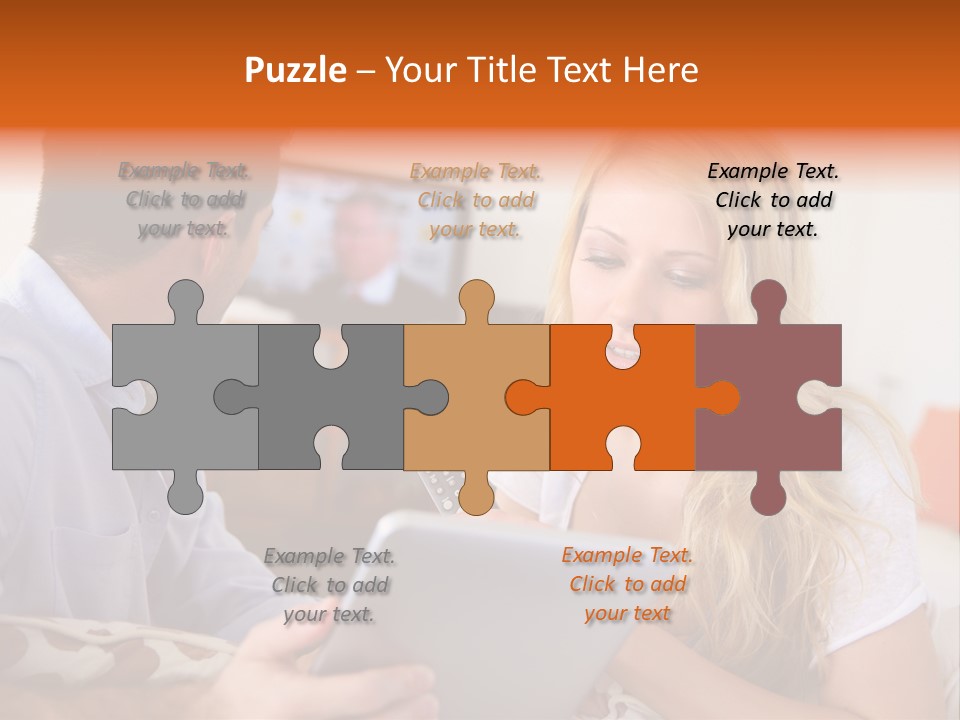 A Man And A Woman Sitting On A Couch Looking At A Remote Control PowerPoint Template