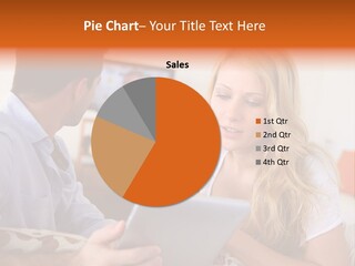 A Man And A Woman Sitting On A Couch Looking At A Remote Control PowerPoint Template
