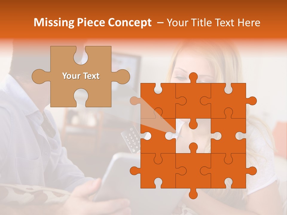 A Man And A Woman Sitting On A Couch Looking At A Remote Control PowerPoint Template