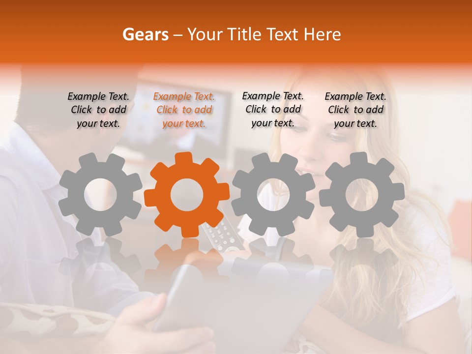 A Man And A Woman Sitting On A Couch Looking At A Remote Control PowerPoint Template