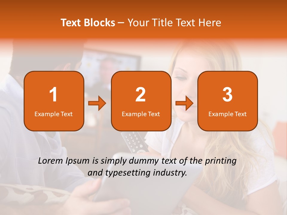 A Man And A Woman Sitting On A Couch Looking At A Remote Control PowerPoint Template