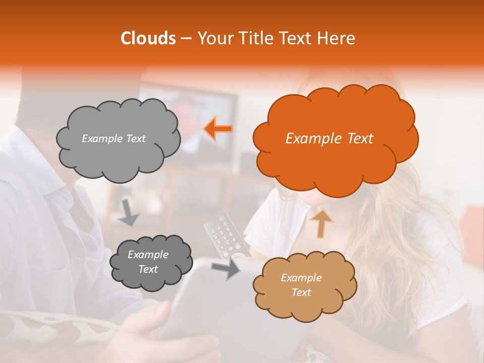 A Man And A Woman Sitting On A Couch Looking At A Remote Control PowerPoint Template