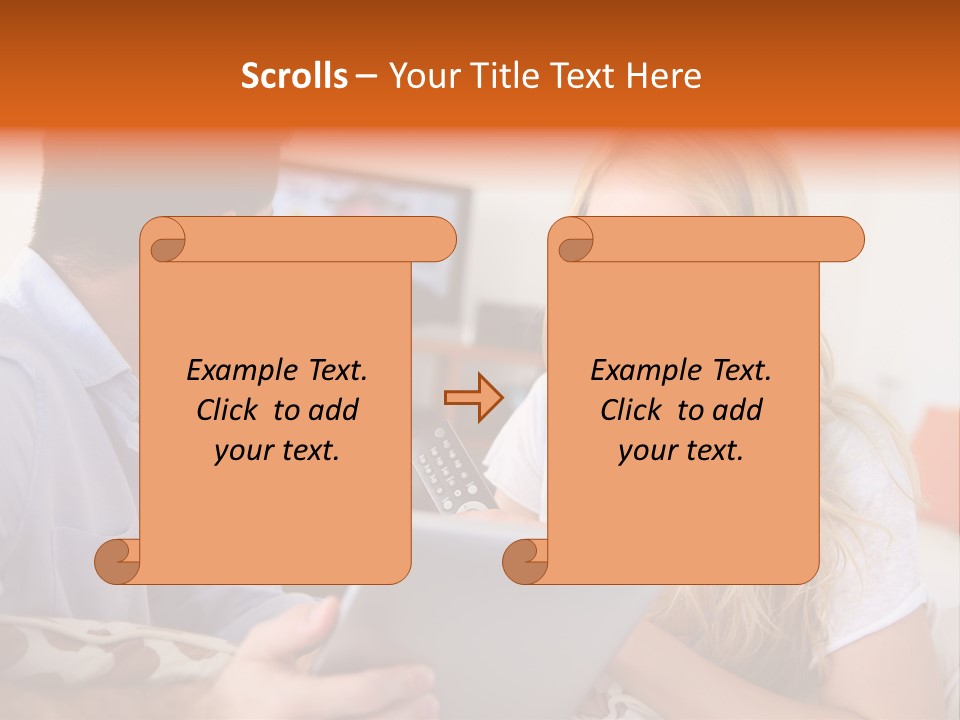 A Man And A Woman Sitting On A Couch Looking At A Remote Control PowerPoint Template
