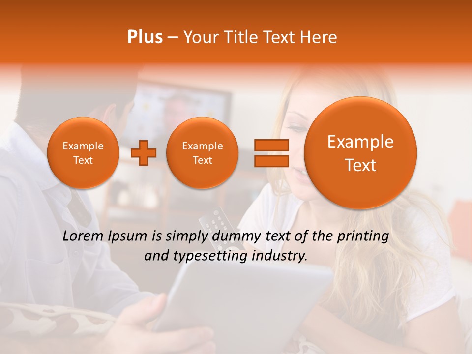 A Man And A Woman Sitting On A Couch Looking At A Remote Control PowerPoint Template