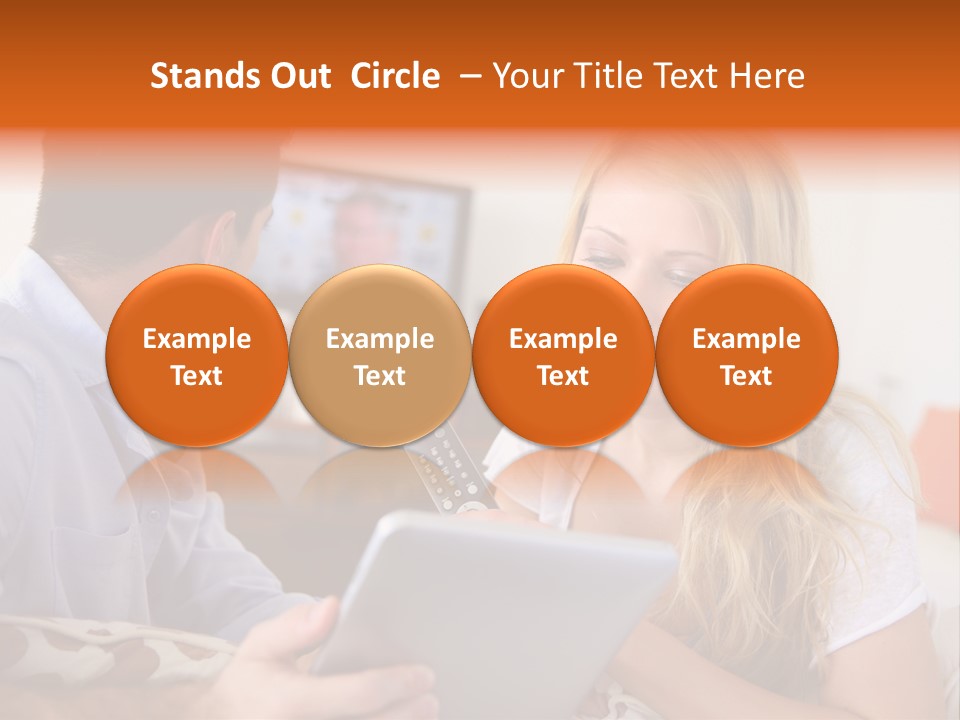 A Man And A Woman Sitting On A Couch Looking At A Remote Control PowerPoint Template