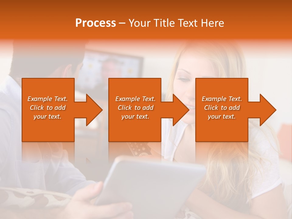A Man And A Woman Sitting On A Couch Looking At A Remote Control PowerPoint Template