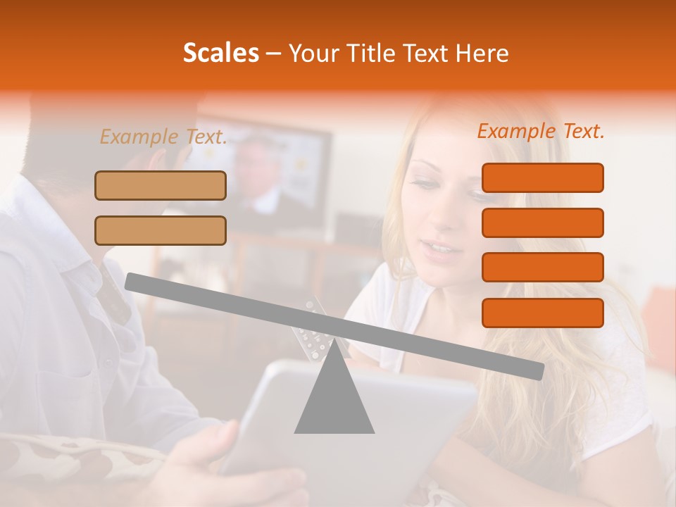A Man And A Woman Sitting On A Couch Looking At A Remote Control PowerPoint Template