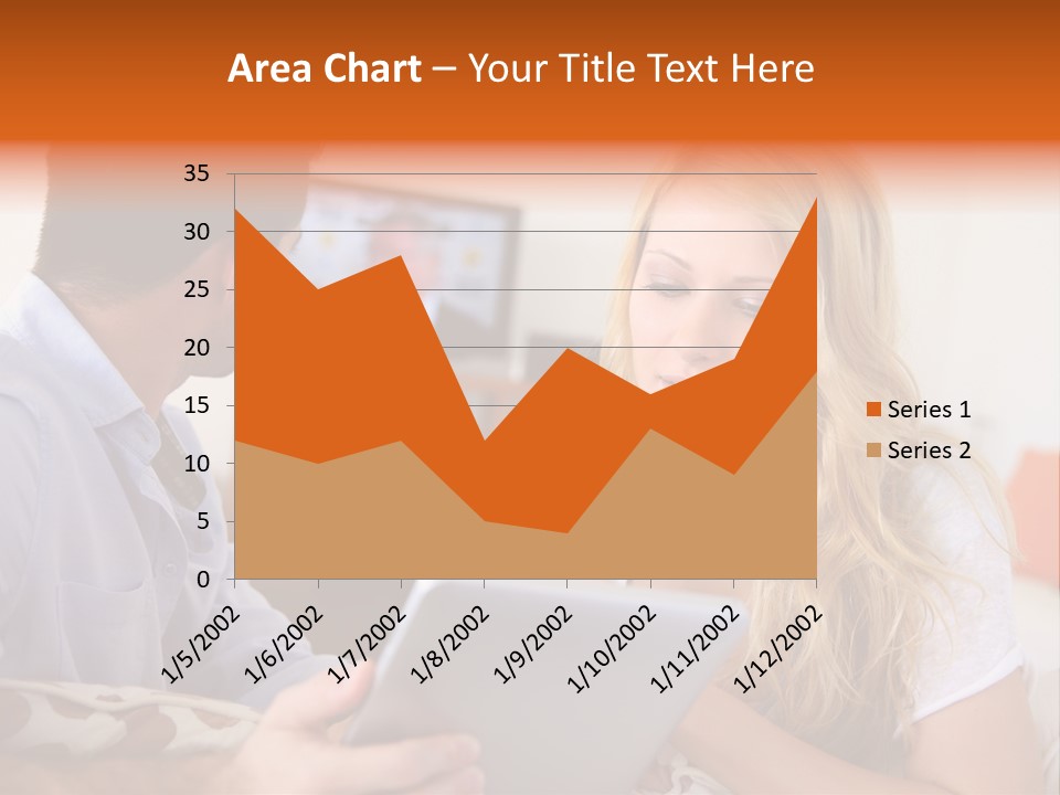 A Man And A Woman Sitting On A Couch Looking At A Remote Control PowerPoint Template