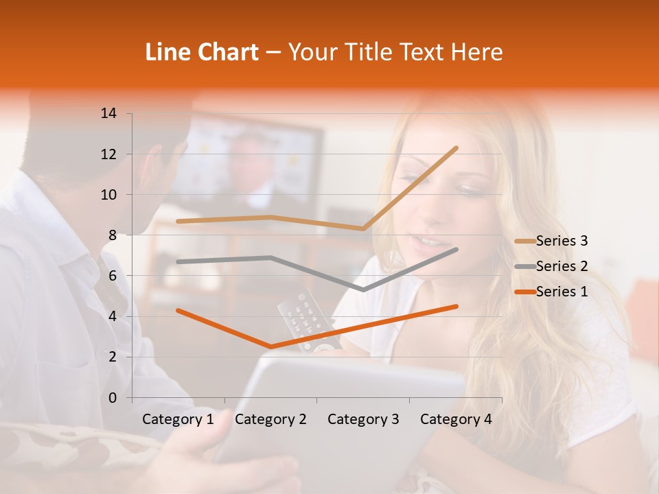 A Man And A Woman Sitting On A Couch Looking At A Remote Control PowerPoint Template