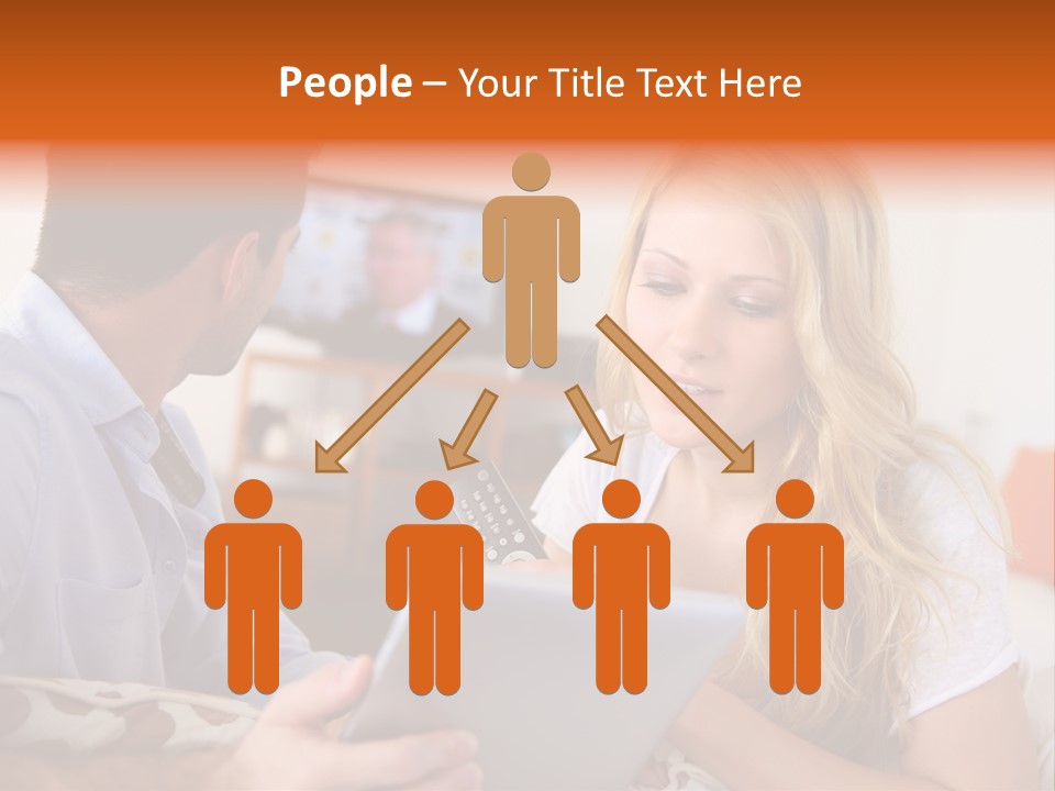 A Man And A Woman Sitting On A Couch Looking At A Remote Control PowerPoint Template