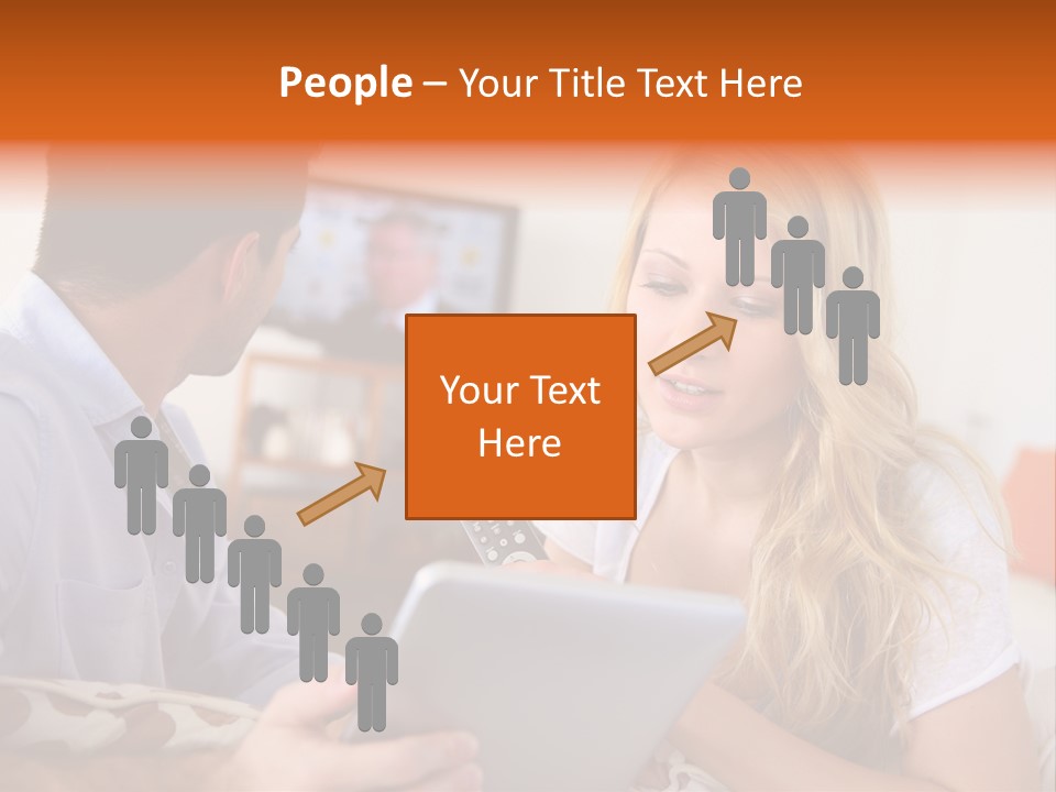 A Man And A Woman Sitting On A Couch Looking At A Remote Control PowerPoint Template