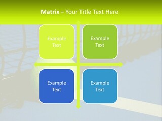 A Tennis Ball On A Blue Tennis Court PowerPoint Template