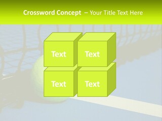 A Tennis Ball On A Blue Tennis Court PowerPoint Template