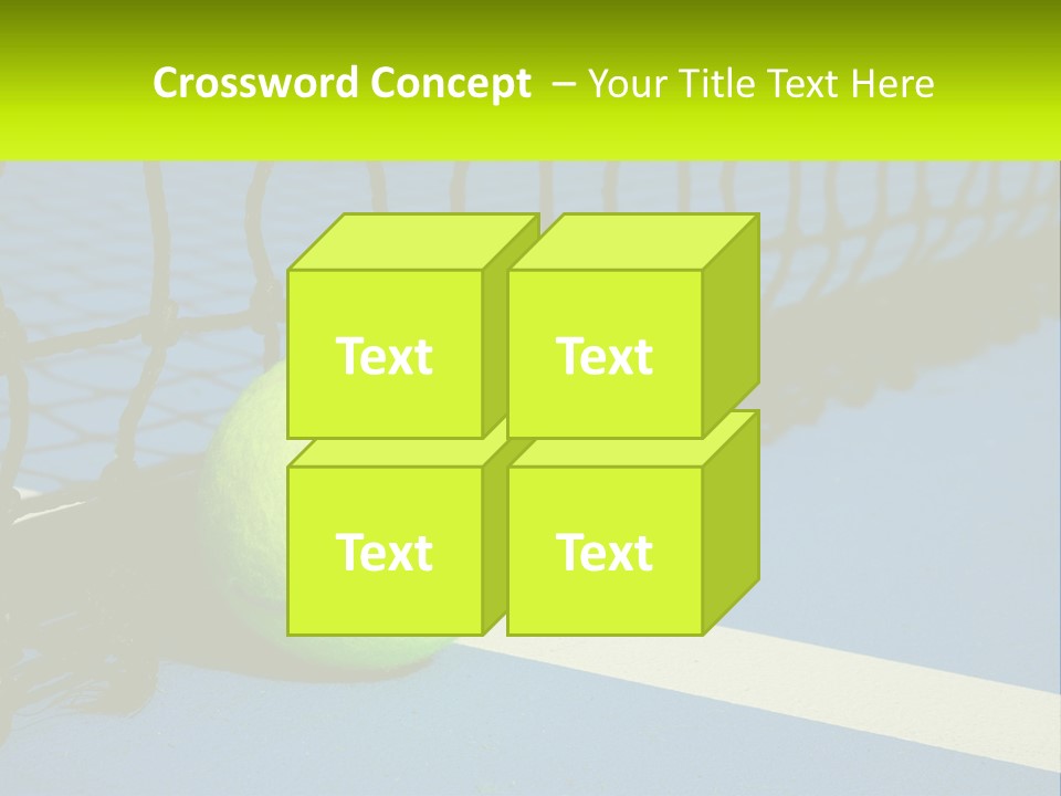 A Tennis Ball On A Blue Tennis Court PowerPoint Template