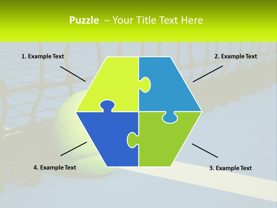 A Tennis Ball On A Blue Tennis Court PowerPoint Template