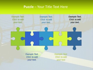 A Tennis Ball On A Blue Tennis Court PowerPoint Template