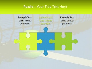 A Tennis Ball On A Blue Tennis Court PowerPoint Template