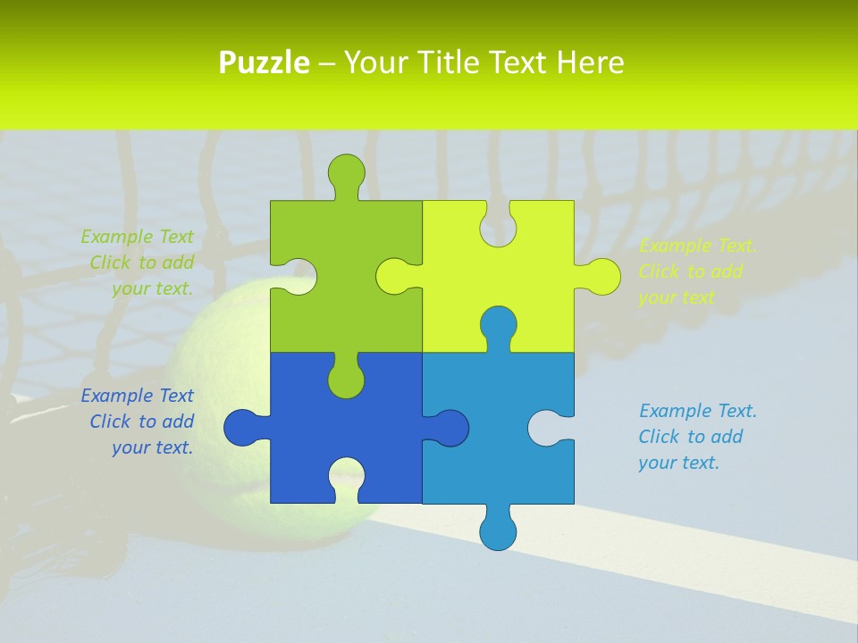 A Tennis Ball On A Blue Tennis Court PowerPoint Template