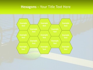 A Tennis Ball On A Blue Tennis Court PowerPoint Template