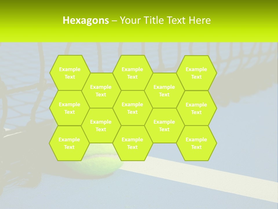 A Tennis Ball On A Blue Tennis Court PowerPoint Template