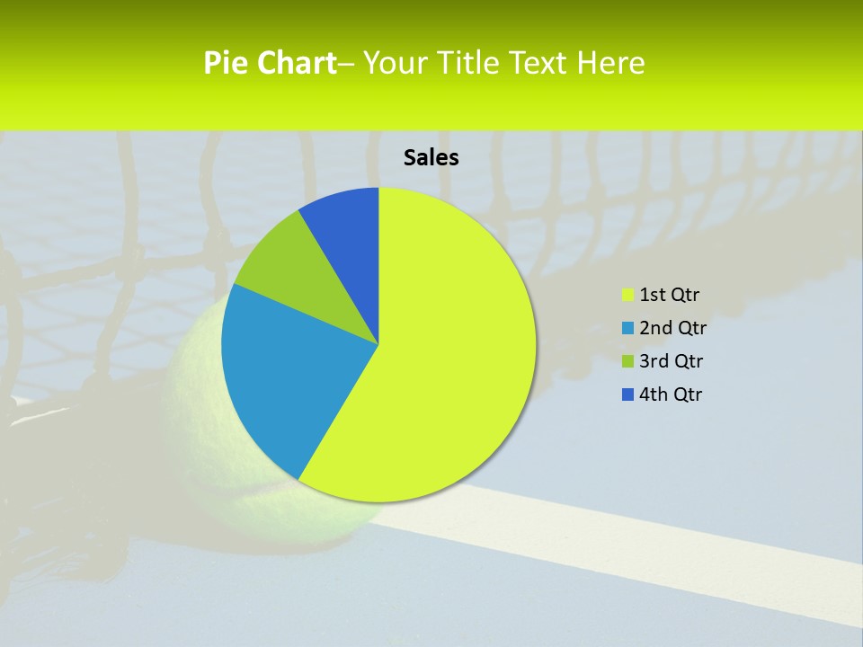 A Tennis Ball On A Blue Tennis Court PowerPoint Template