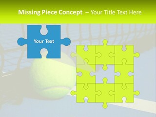 A Tennis Ball On A Blue Tennis Court PowerPoint Template