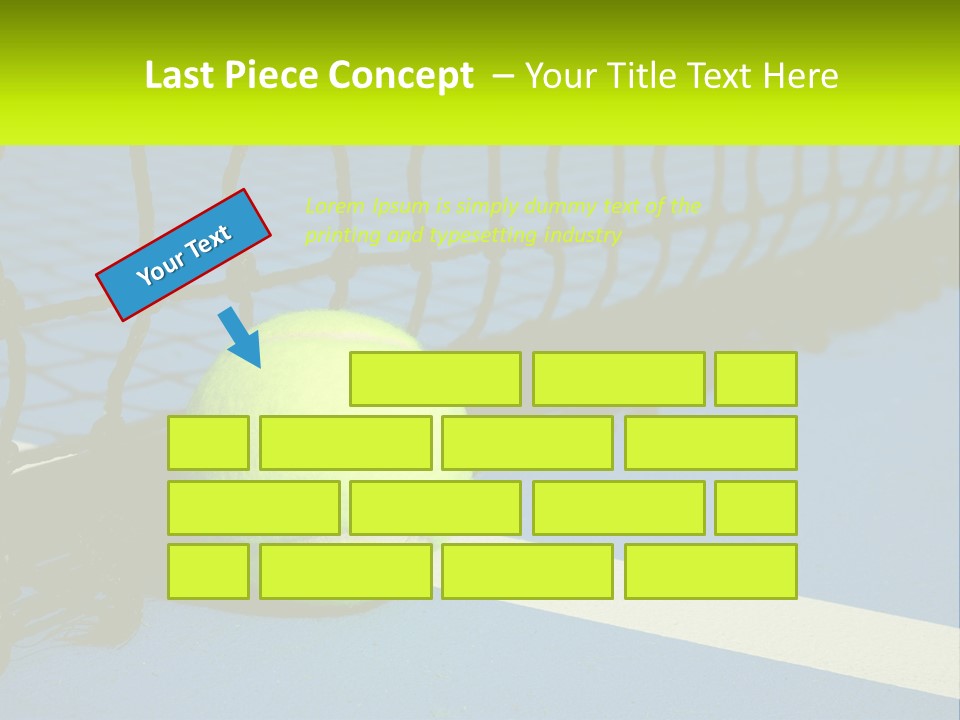 A Tennis Ball On A Blue Tennis Court PowerPoint Template