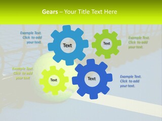 A Tennis Ball On A Blue Tennis Court PowerPoint Template