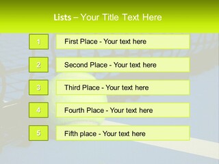 A Tennis Ball On A Blue Tennis Court PowerPoint Template