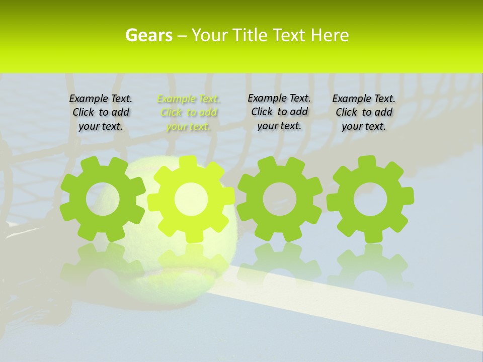 A Tennis Ball On A Blue Tennis Court PowerPoint Template